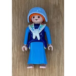 Vintage Playmobil 3007 Milkmaid Cats Milk Maid Cat Lady Blue Dress Flower Scarf
